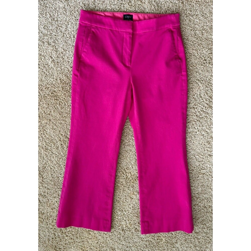 J. Crew Kelsey Flare Pant Women's Size 6 Hot Pink Crop Stretch Career Pockets
